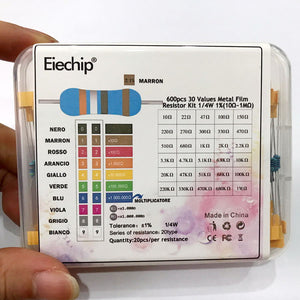 600pcs/lot 30Values* 20pcs 1% 1/4 W resistor