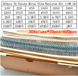 600pcs/lot 30Values* 20pcs 1% 1/4 W resistor